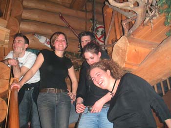 Sabine mit weißem BH, Hannes, Gabi, Kathi